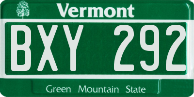 VT license plate BXY292