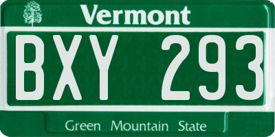 VT license plate BXY293