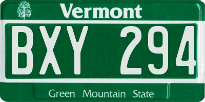 VT license plate BXY294