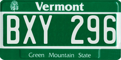 VT license plate BXY296