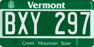VT license plate BXY297
