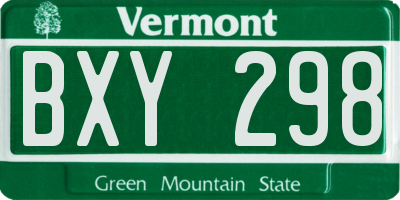 VT license plate BXY298
