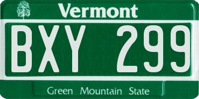 VT license plate BXY299