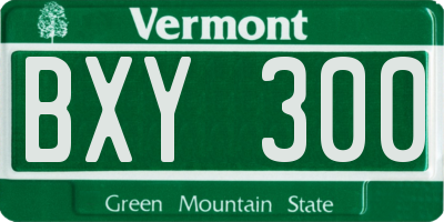 VT license plate BXY300