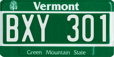 VT license plate BXY301