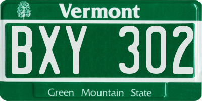 VT license plate BXY302