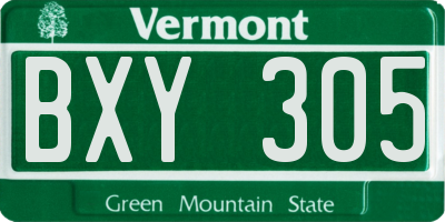 VT license plate BXY305