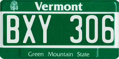 VT license plate BXY306