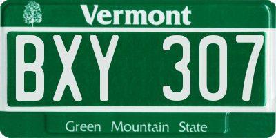 VT license plate BXY307