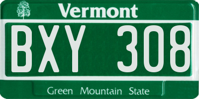 VT license plate BXY308