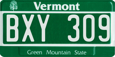 VT license plate BXY309