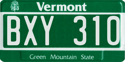 VT license plate BXY310