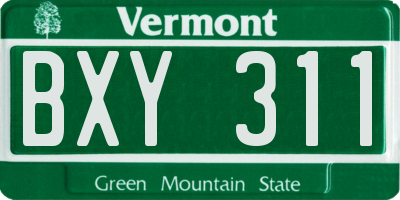 VT license plate BXY311
