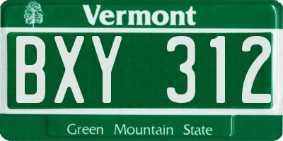 VT license plate BXY312