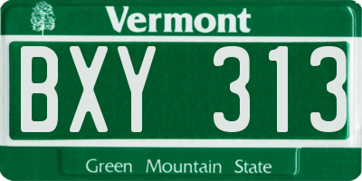 VT license plate BXY313