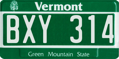 VT license plate BXY314