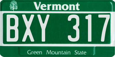 VT license plate BXY317