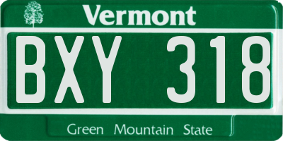 VT license plate BXY318
