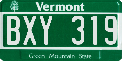 VT license plate BXY319