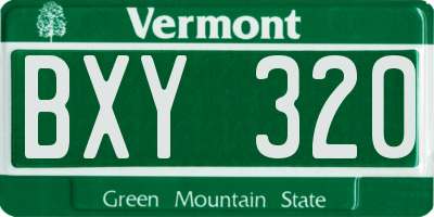 VT license plate BXY320