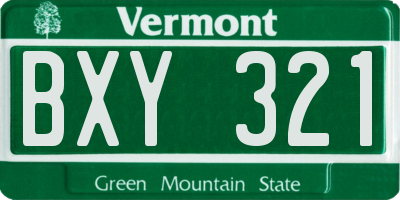 VT license plate BXY321