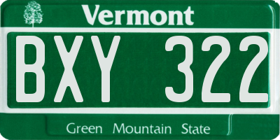VT license plate BXY322