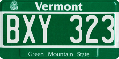 VT license plate BXY323