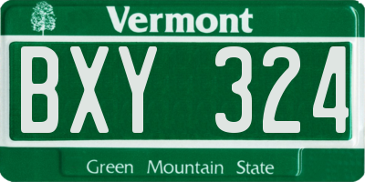 VT license plate BXY324