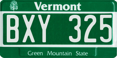 VT license plate BXY325