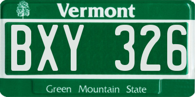 VT license plate BXY326