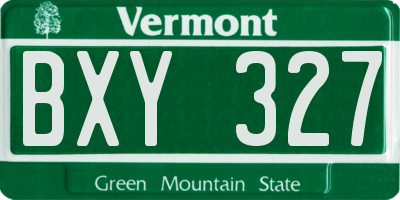 VT license plate BXY327