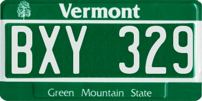 VT license plate BXY329