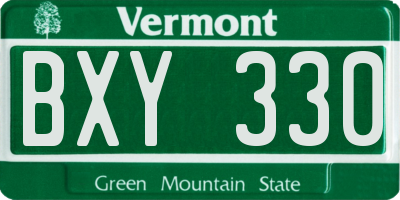 VT license plate BXY330