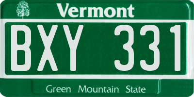 VT license plate BXY331