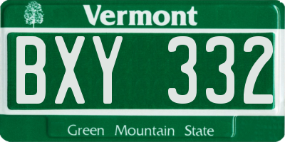 VT license plate BXY332
