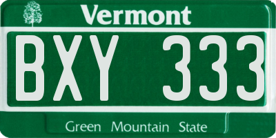 VT license plate BXY333