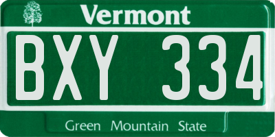 VT license plate BXY334