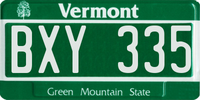 VT license plate BXY335