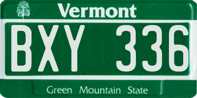 VT license plate BXY336