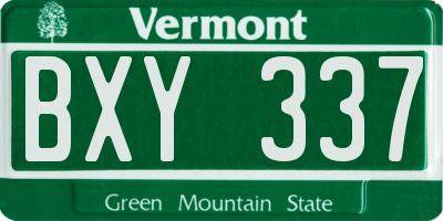 VT license plate BXY337