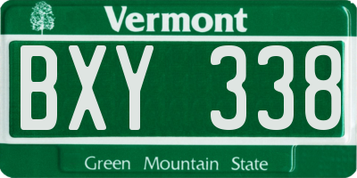 VT license plate BXY338