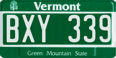 VT license plate BXY339