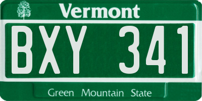 VT license plate BXY341