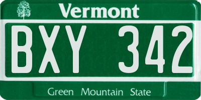 VT license plate BXY342