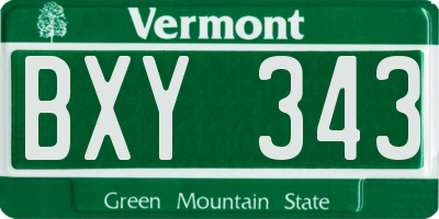 VT license plate BXY343