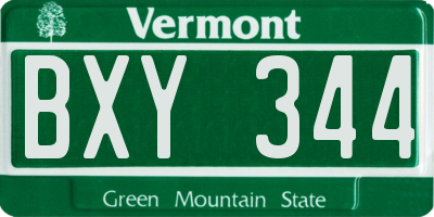 VT license plate BXY344