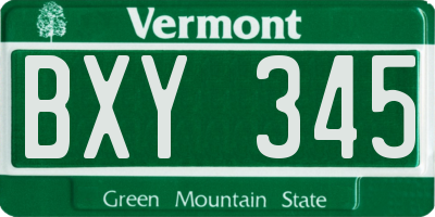 VT license plate BXY345
