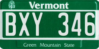 VT license plate BXY346