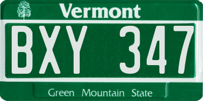 VT license plate BXY347