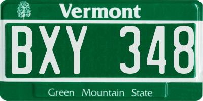 VT license plate BXY348
